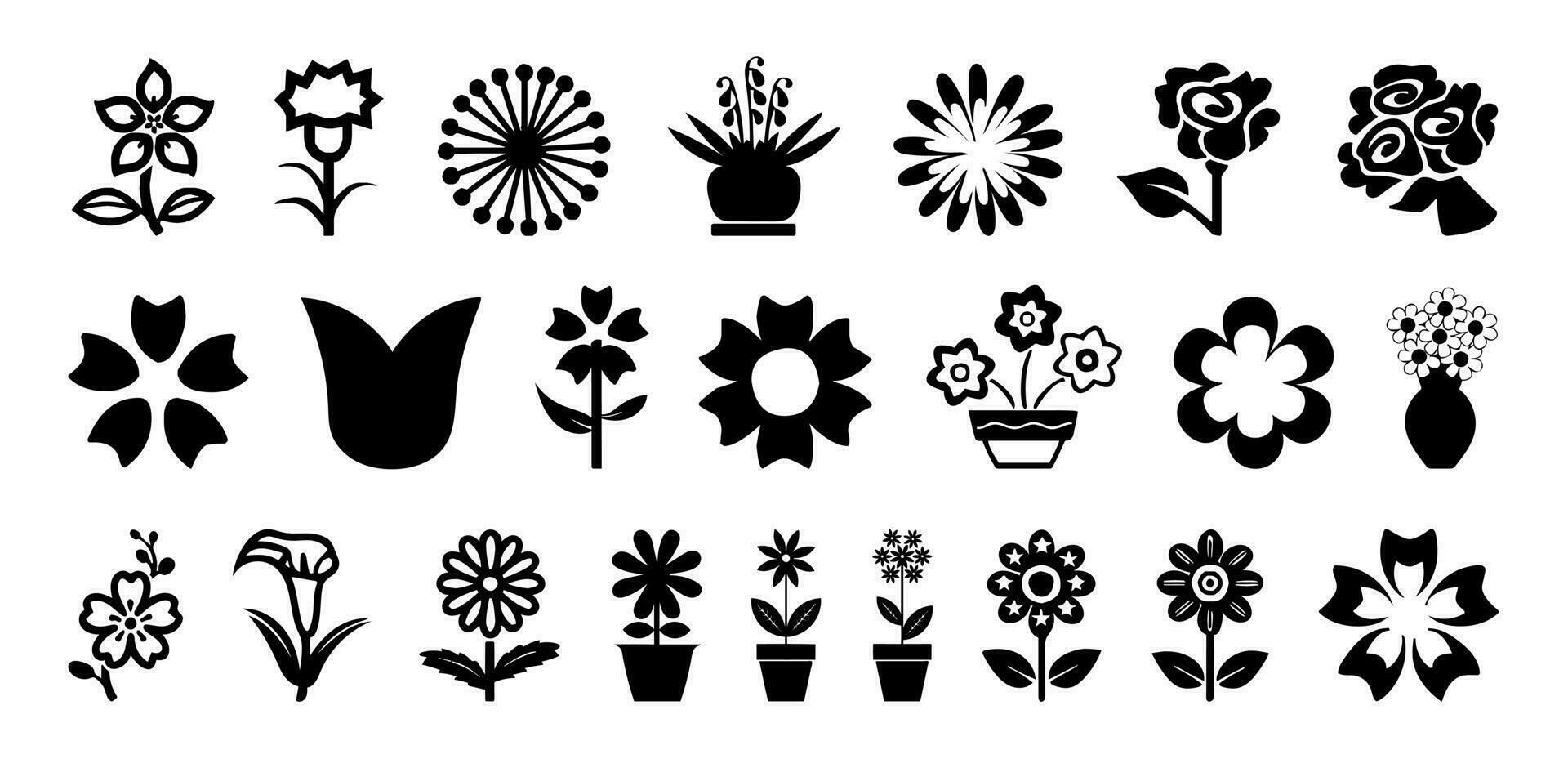 Flower and flower plant icon set nature collection isolated on transparent background. vector