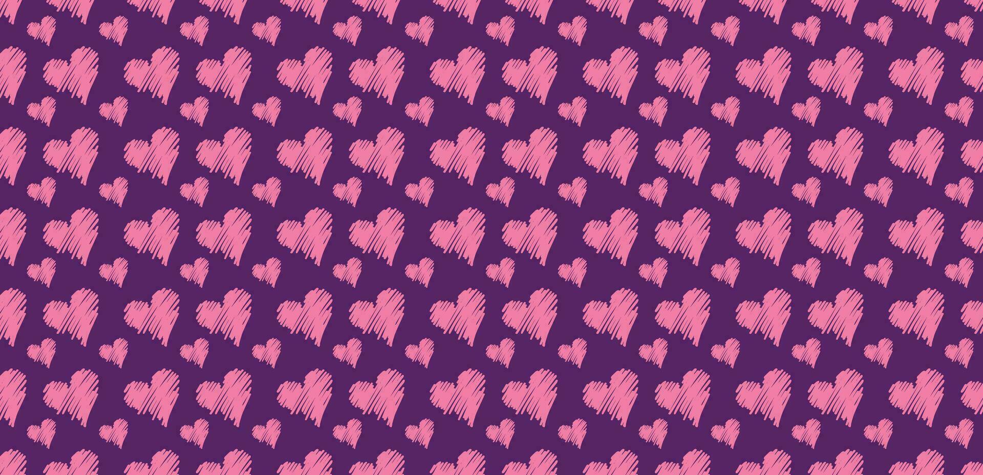 Abstract pink heart seamless pattern design isolated in lovely purple color background vector