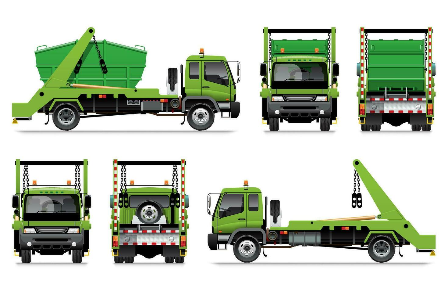 Lugger Truck, Swing Arm Garbage Truck vector