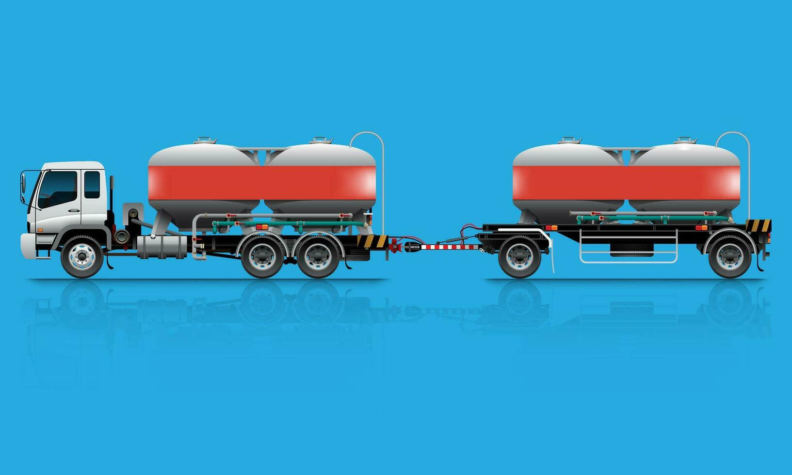 Cement Silo Trailer Truck Double Unit 18 Wheels vector