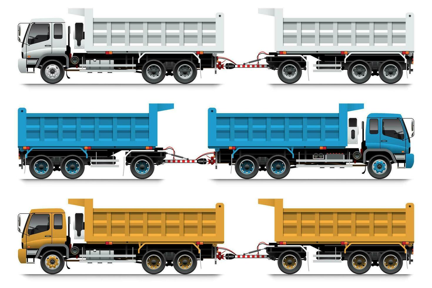 Dump Truck Trailer 22 Wheels vector