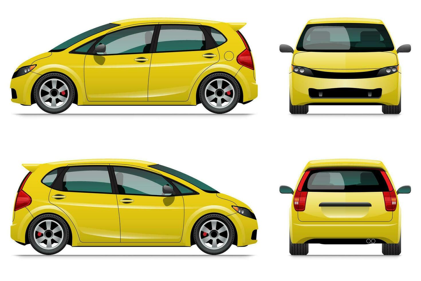 Yellow Hatchback Car Template vector