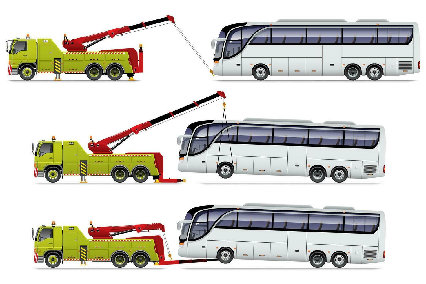 Heavy Duty Tow Truck Pull White Bus vector
