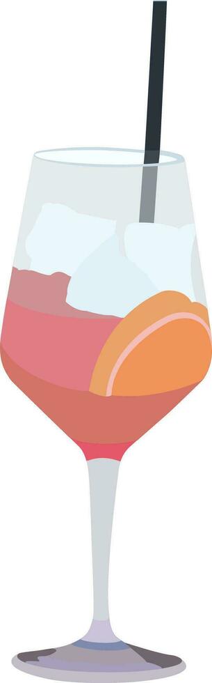 glass with aperitif and ice and straw- vector