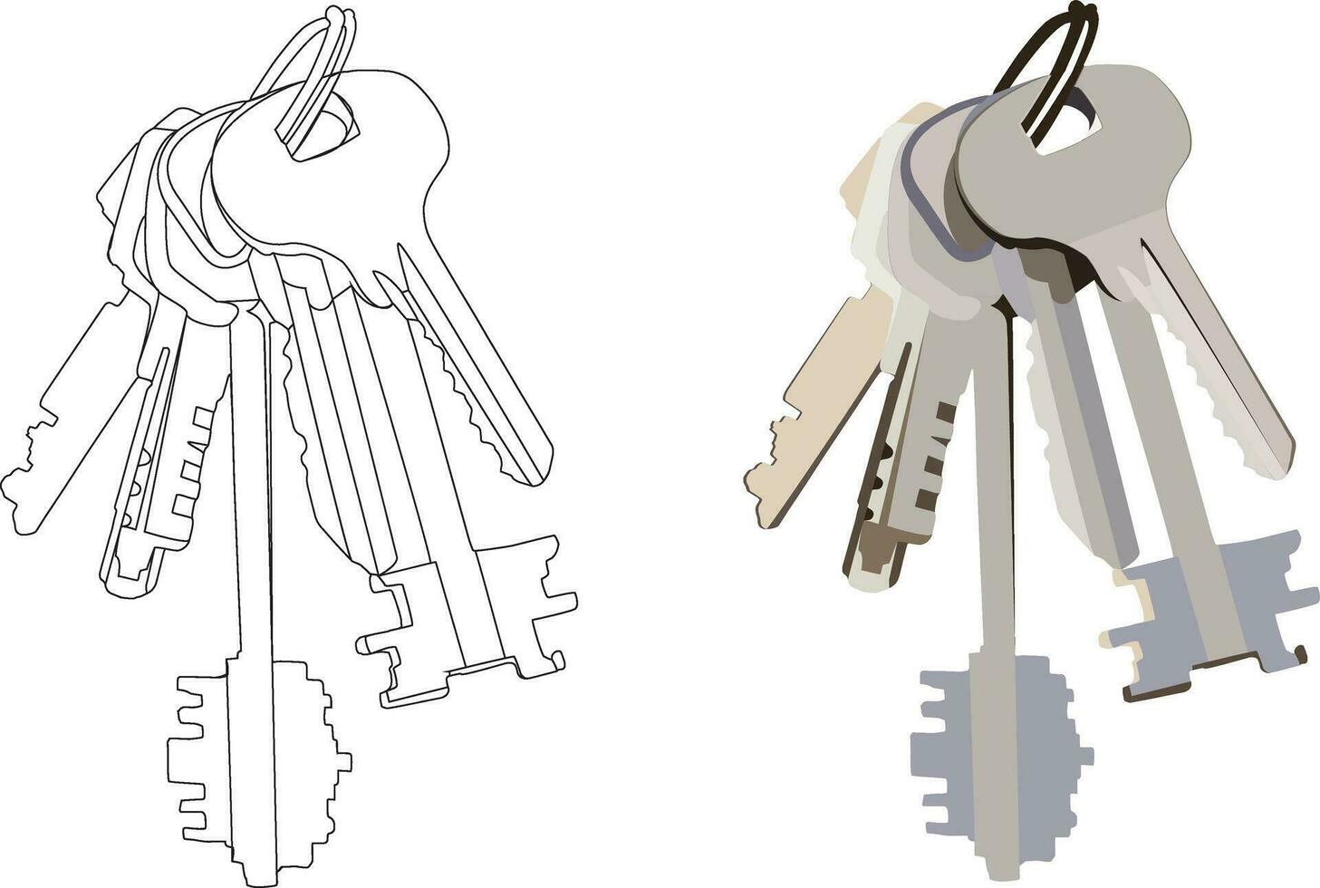 various keys to open the doors of the house- vector