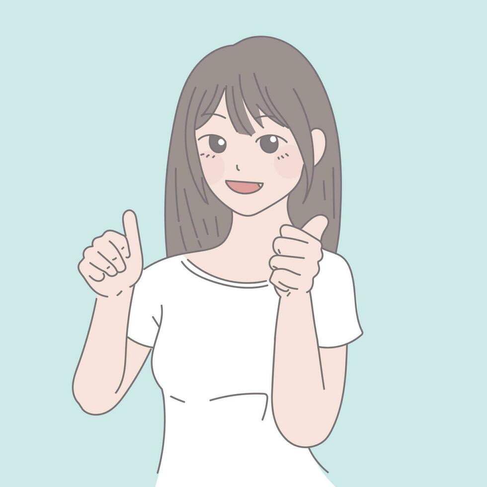 woman showing thumbs up vector