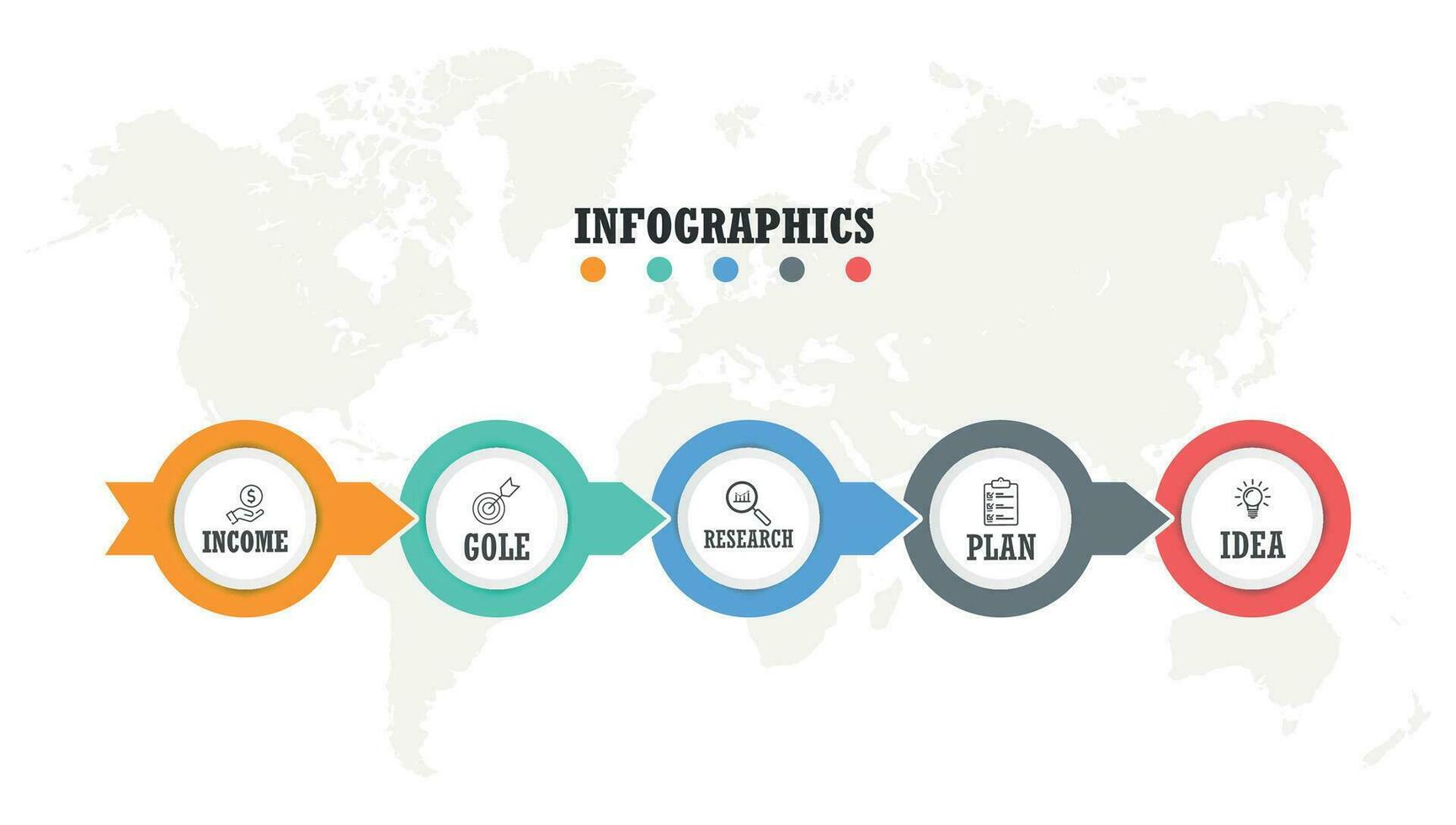 Business infographics. Presentation with 5 steps, options, arrows. Vector template.