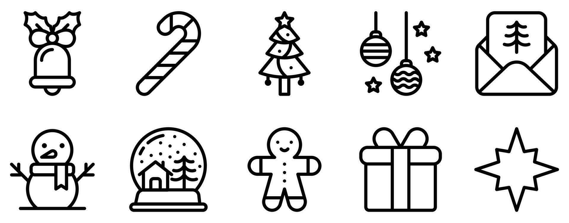 christmas line style icon set collection vector