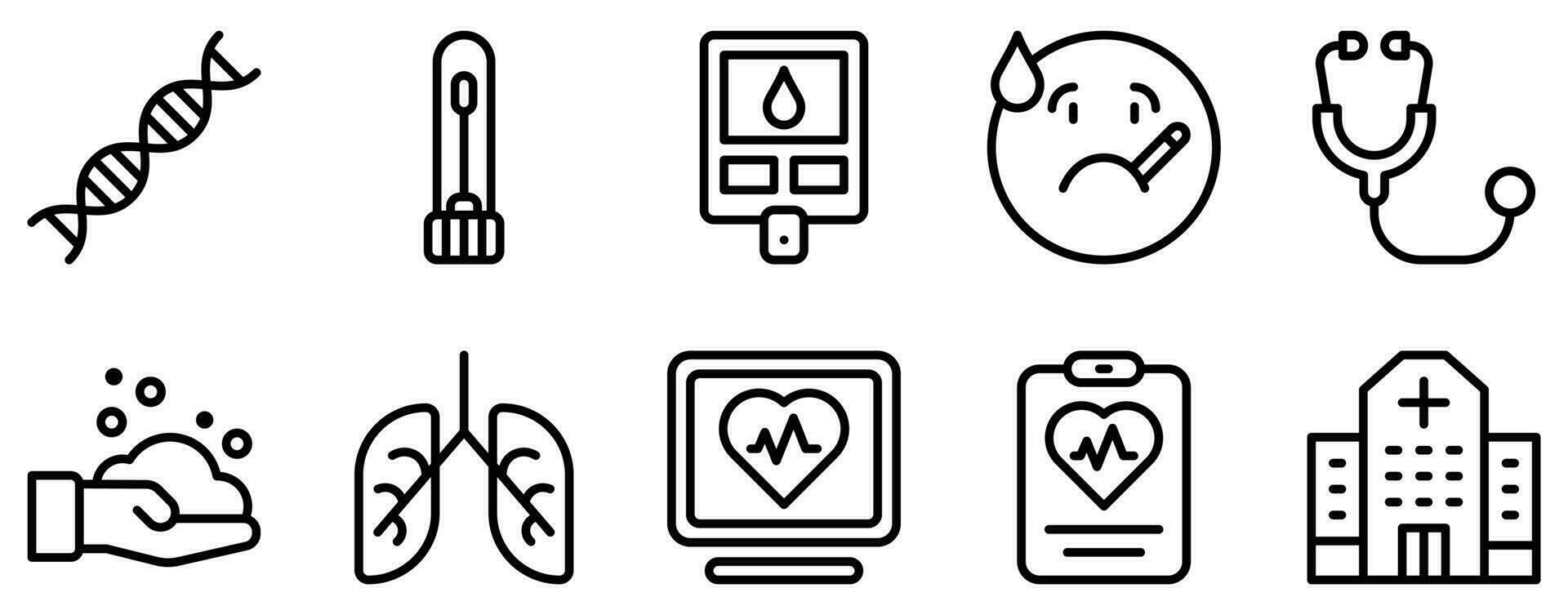 health care line style icon set collection vector