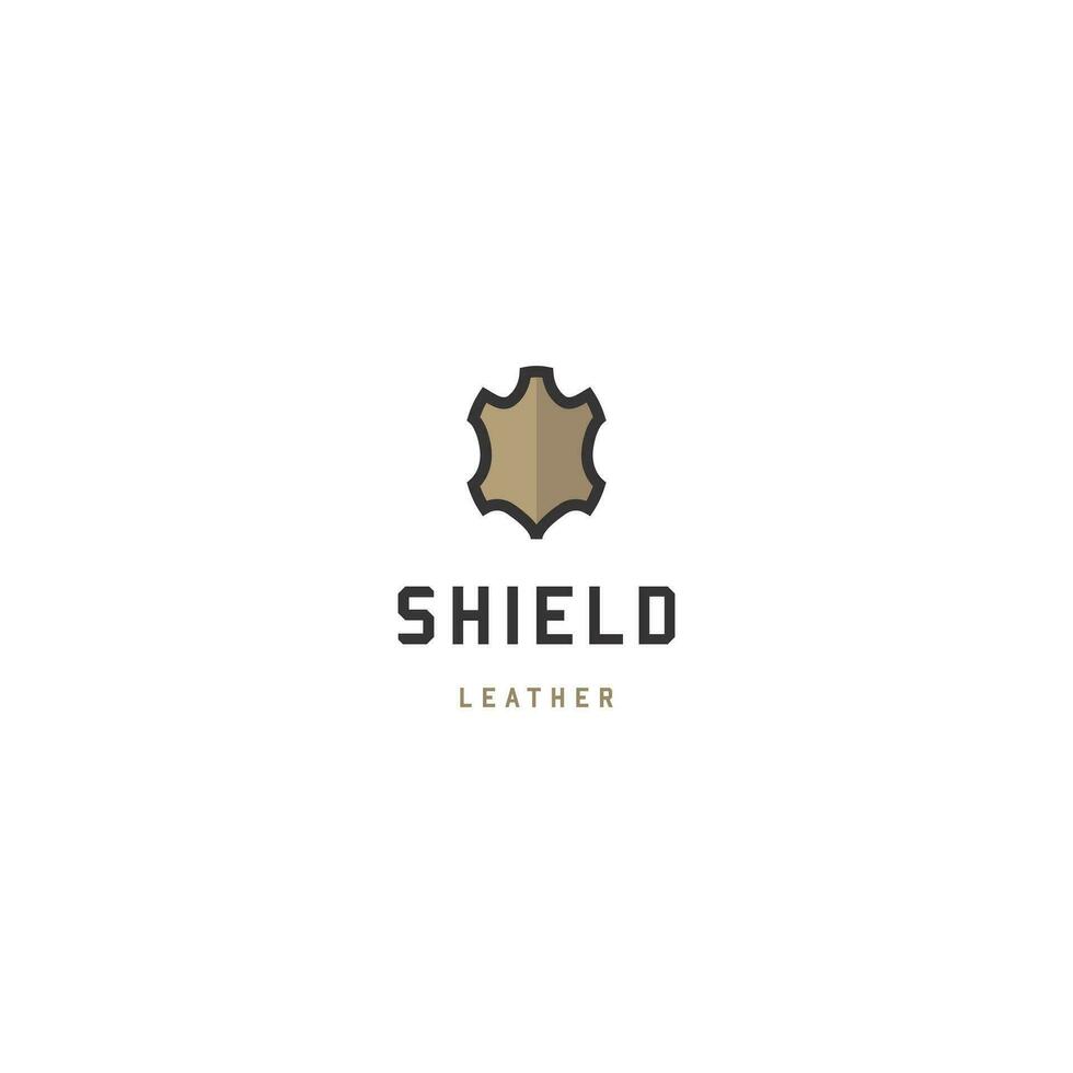 Leather shield logo design on isolated background vector