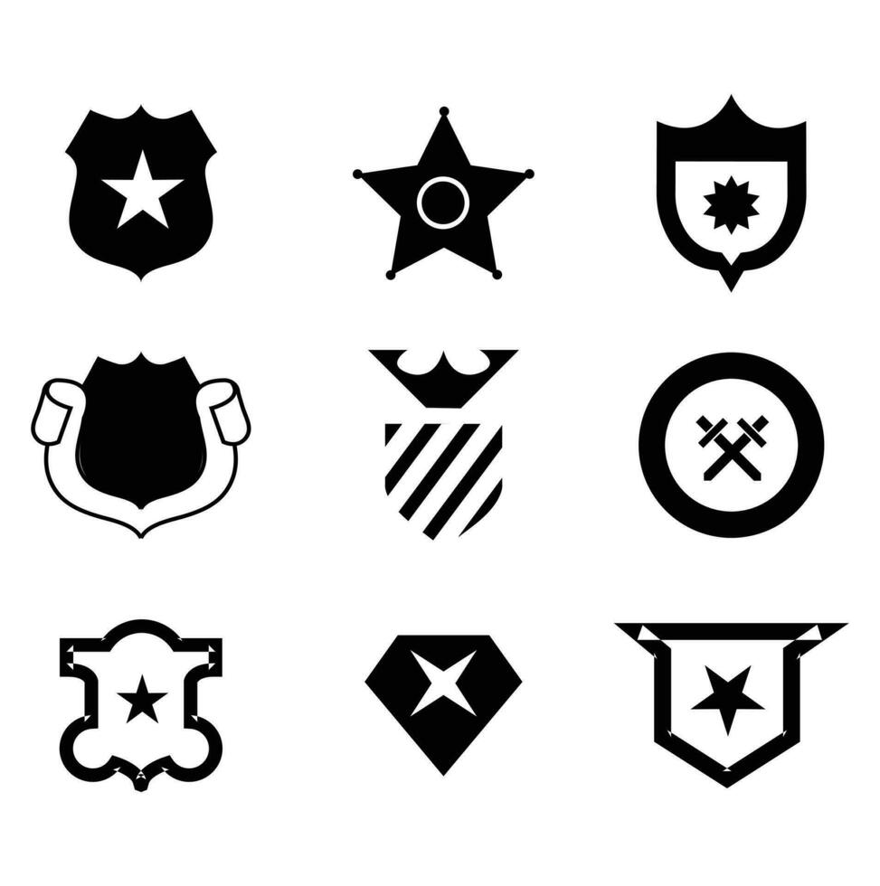Vector minimalist flat logo icon star shield isolated on white background