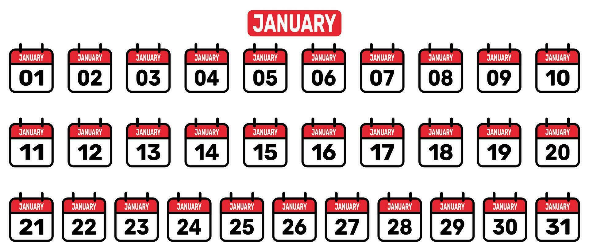 Calendar all January set  Vector illustration background design.