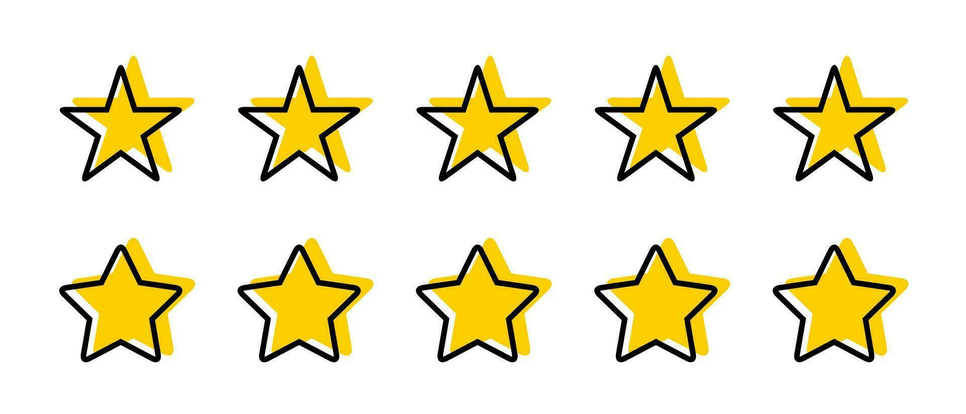 Five star yellow color icon with line. Costumer satisfaction feedback symbol vector