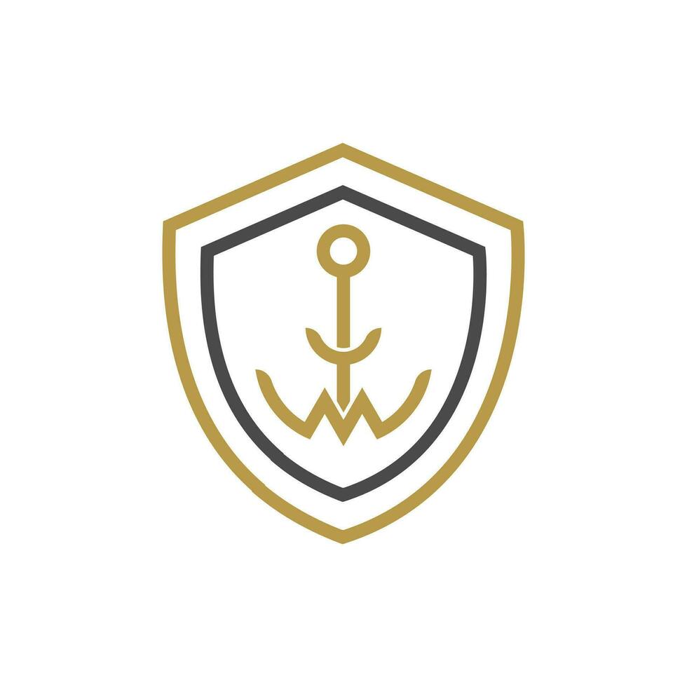 Letter Y M Anchor Shield Logo vector