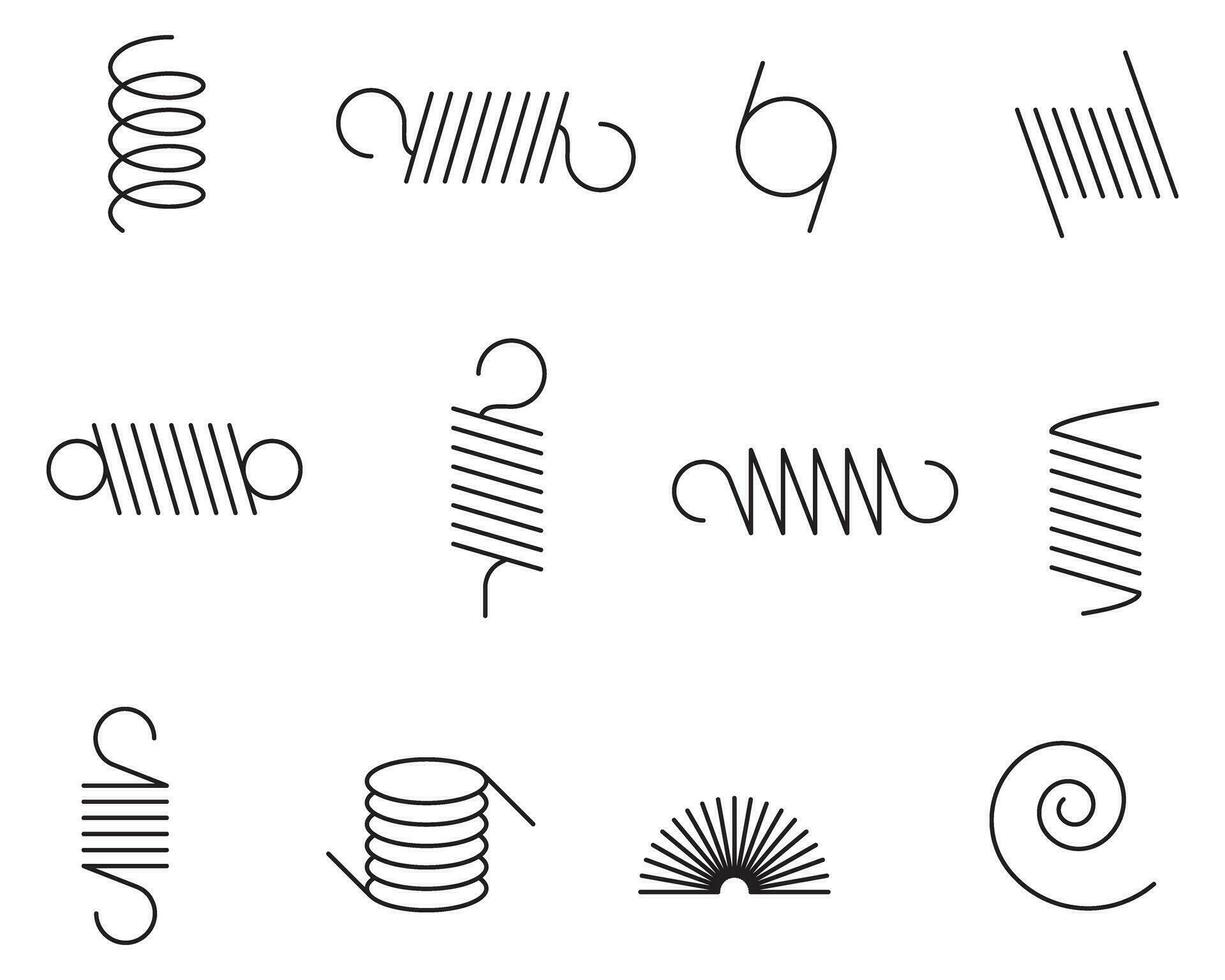 Metal spring vector set