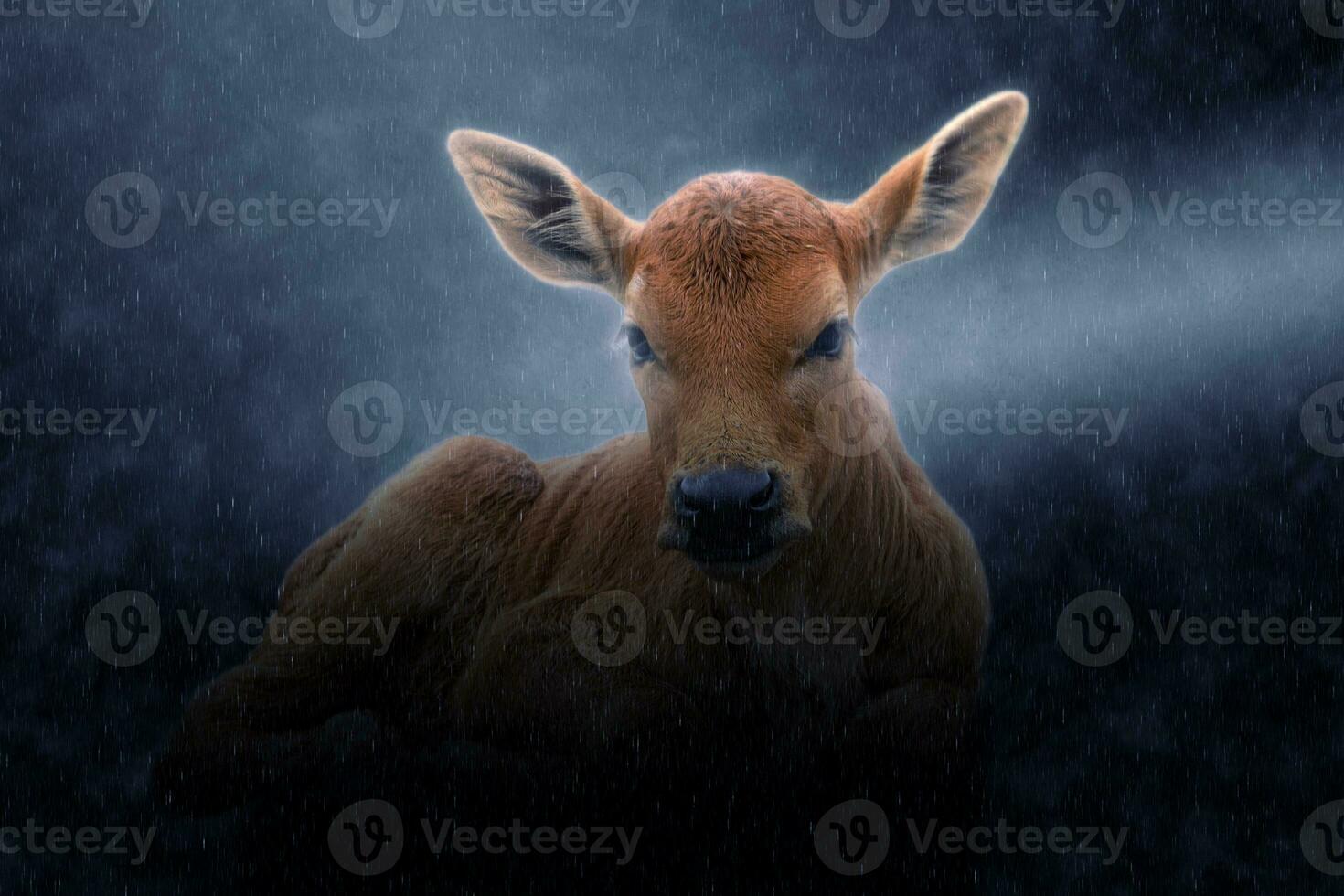 A calf in the rains. photo