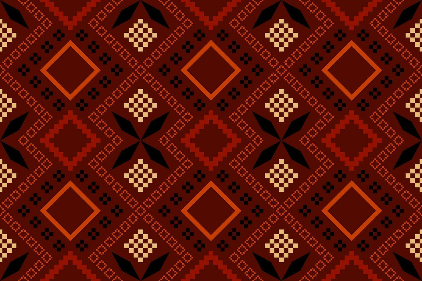 Red traditional ethnic pattern paisley flower Ikat background abstract Aztec African Indonesian Indian seamless pattern for fabric print cloth dress carpet curtains and sarong vector