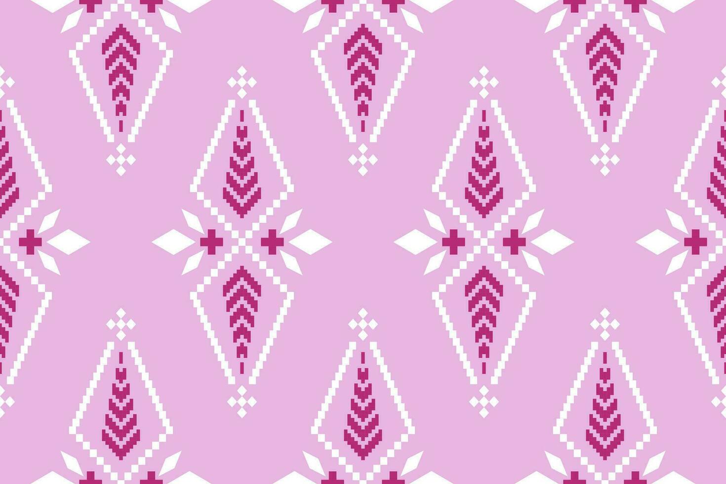 Pink traditional ethnic pattern paisley flower Ikat background abstract Aztec African Indonesian Indian seamless pattern for fabric print cloth dress carpet curtains and sarong vector