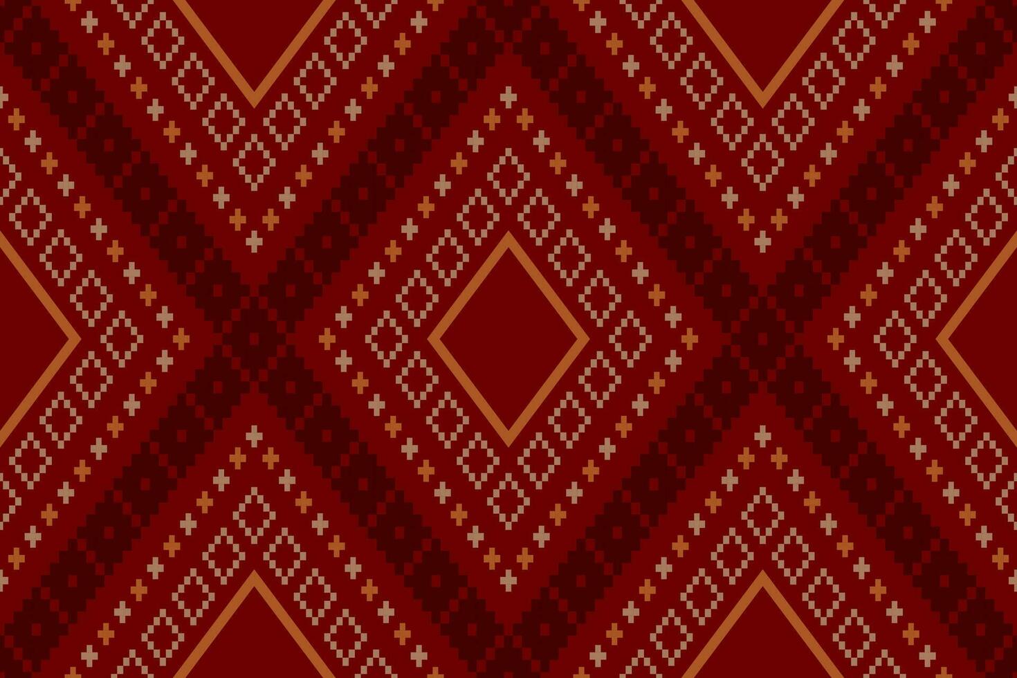 Red traditional ethnic pattern paisley flower Ikat background abstract Aztec African Indonesian Indian seamless pattern for fabric print cloth dress carpet curtains and sarong vector