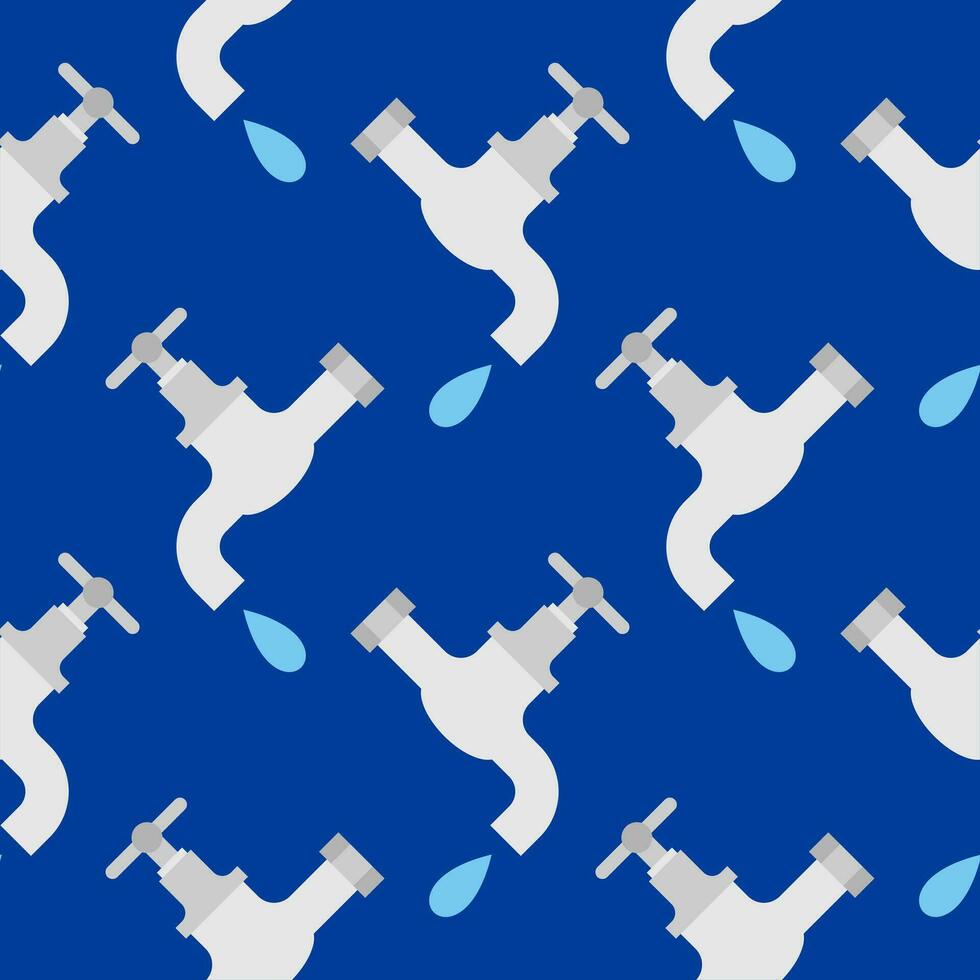 water tap seamless pattern vector illustration. falling water drop icon isolated seamless pattern on blue background.