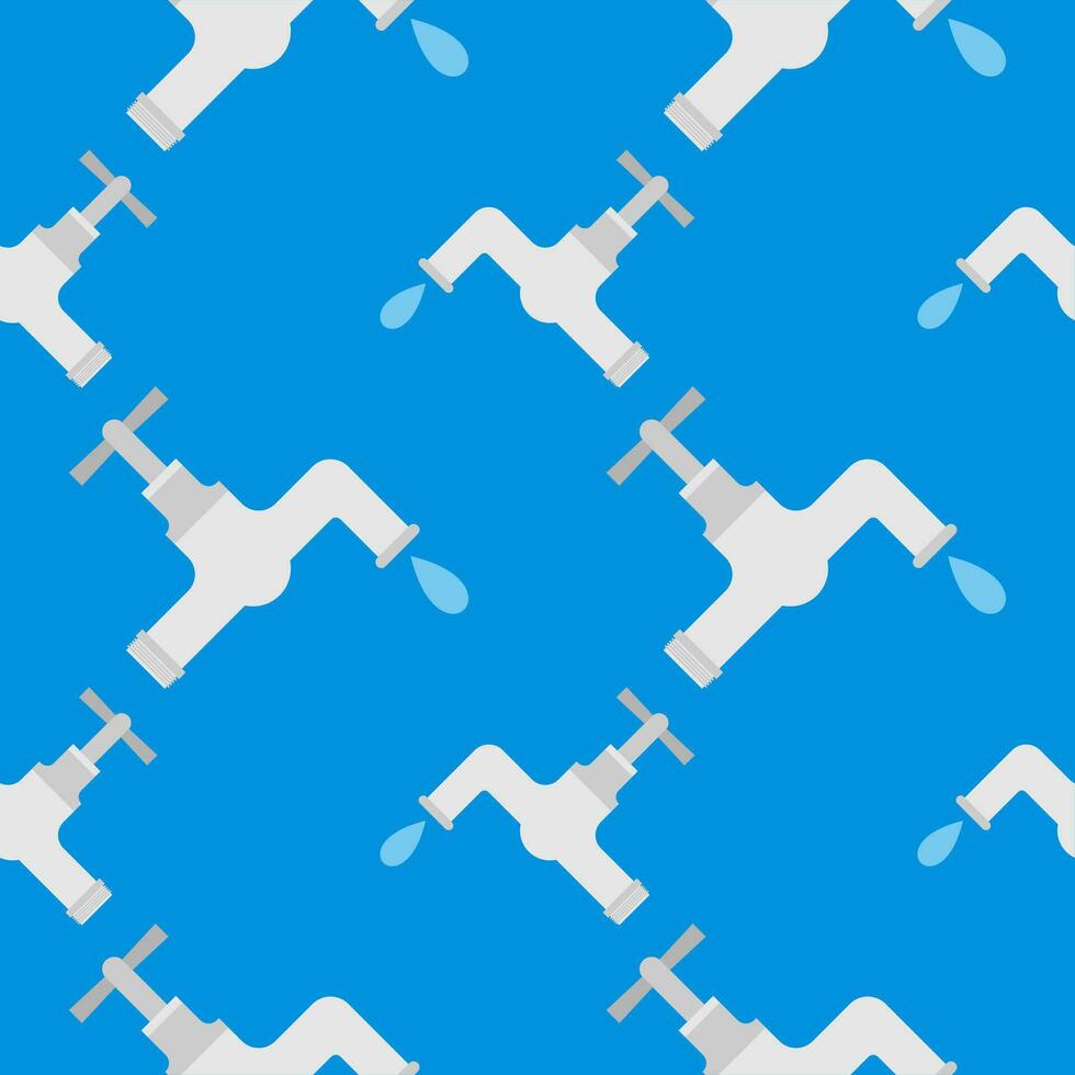 water tap seamless pattern vector illustration. falling water drop icon isolated seamless pattern on blue background.
