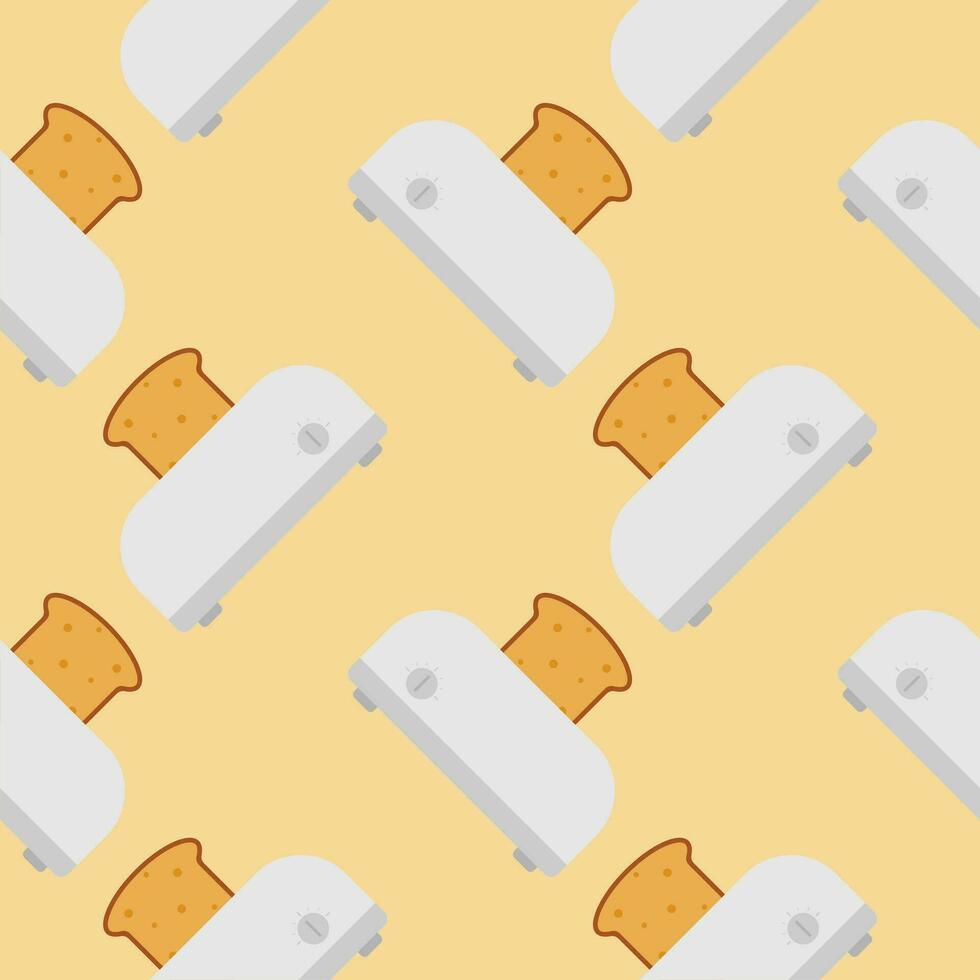 seamless pattern with cute toaster and toast cartoon style. Home appliances theme toaster cartoon seamless pattern background. vector