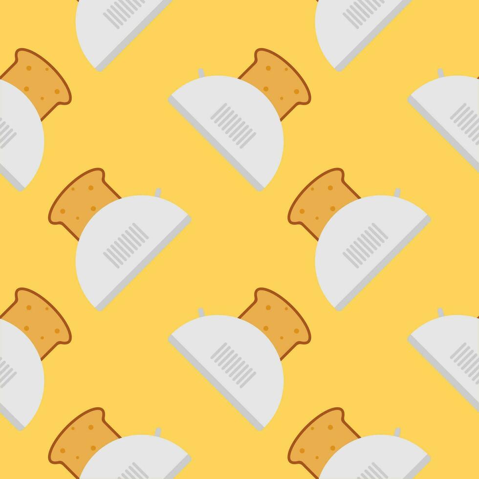 seamless pattern with cute toaster and toast cartoon style. Home appliances theme toaster cartoon seamless pattern background. vector