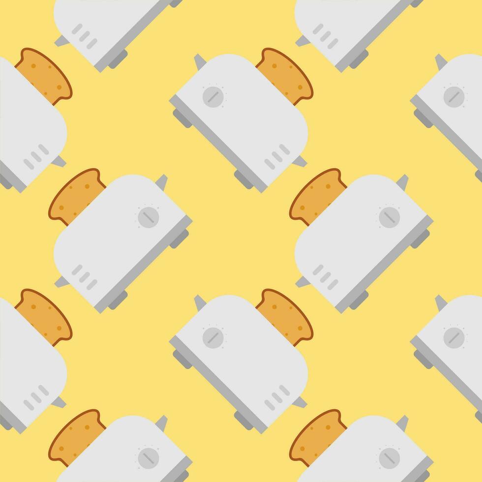 seamless pattern with cute toaster and toast cartoon style. Home appliances theme toaster cartoon seamless pattern background. vector