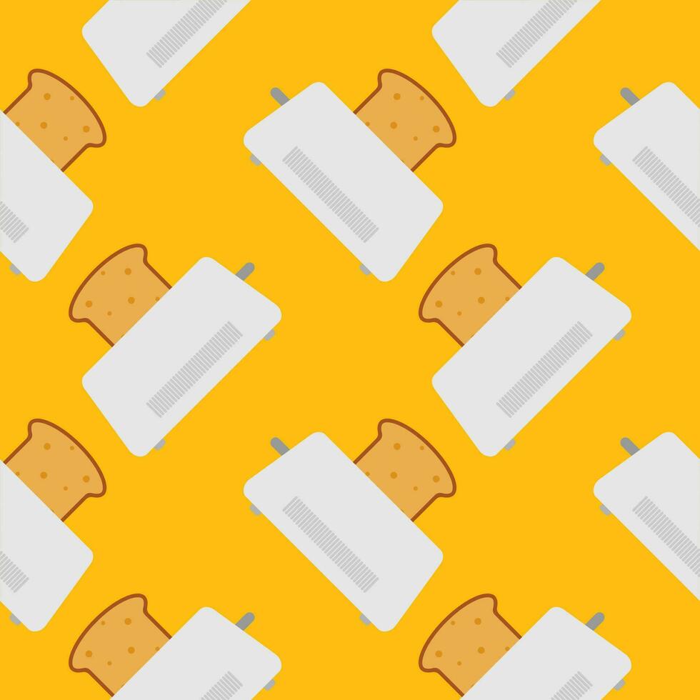 seamless pattern with cute toaster and toast cartoon style. Home appliances theme toaster cartoon seamless pattern background. vector