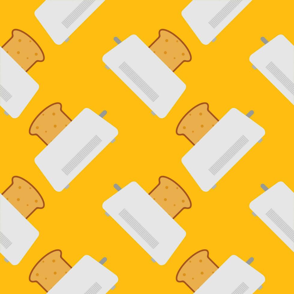 seamless pattern with cute toaster and toast cartoon style. Home appliances theme toaster cartoon seamless pattern background. vector