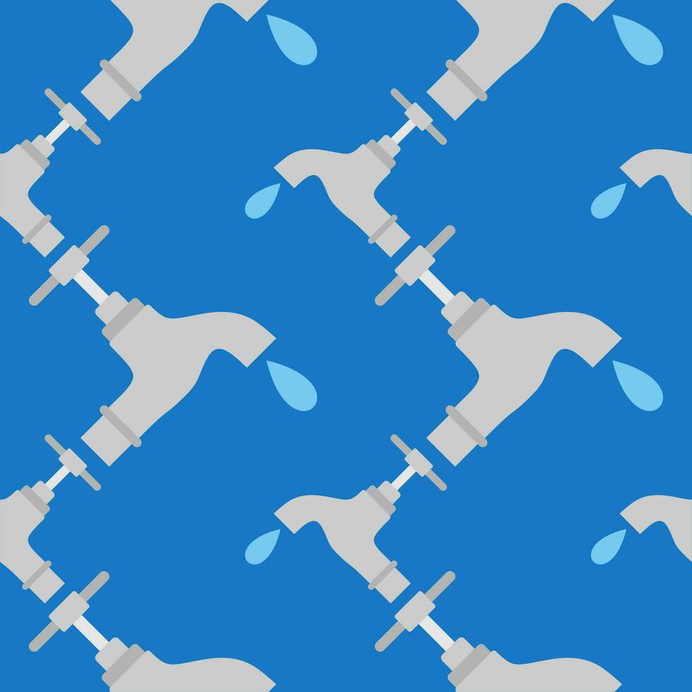 water tap seamless pattern vector illustration. falling water drop icon isolated seamless pattern on blue background.