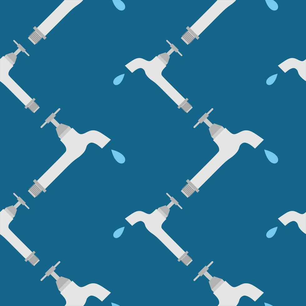 water tap seamless pattern vector illustration. falling water drop icon isolated seamless pattern on blue background.