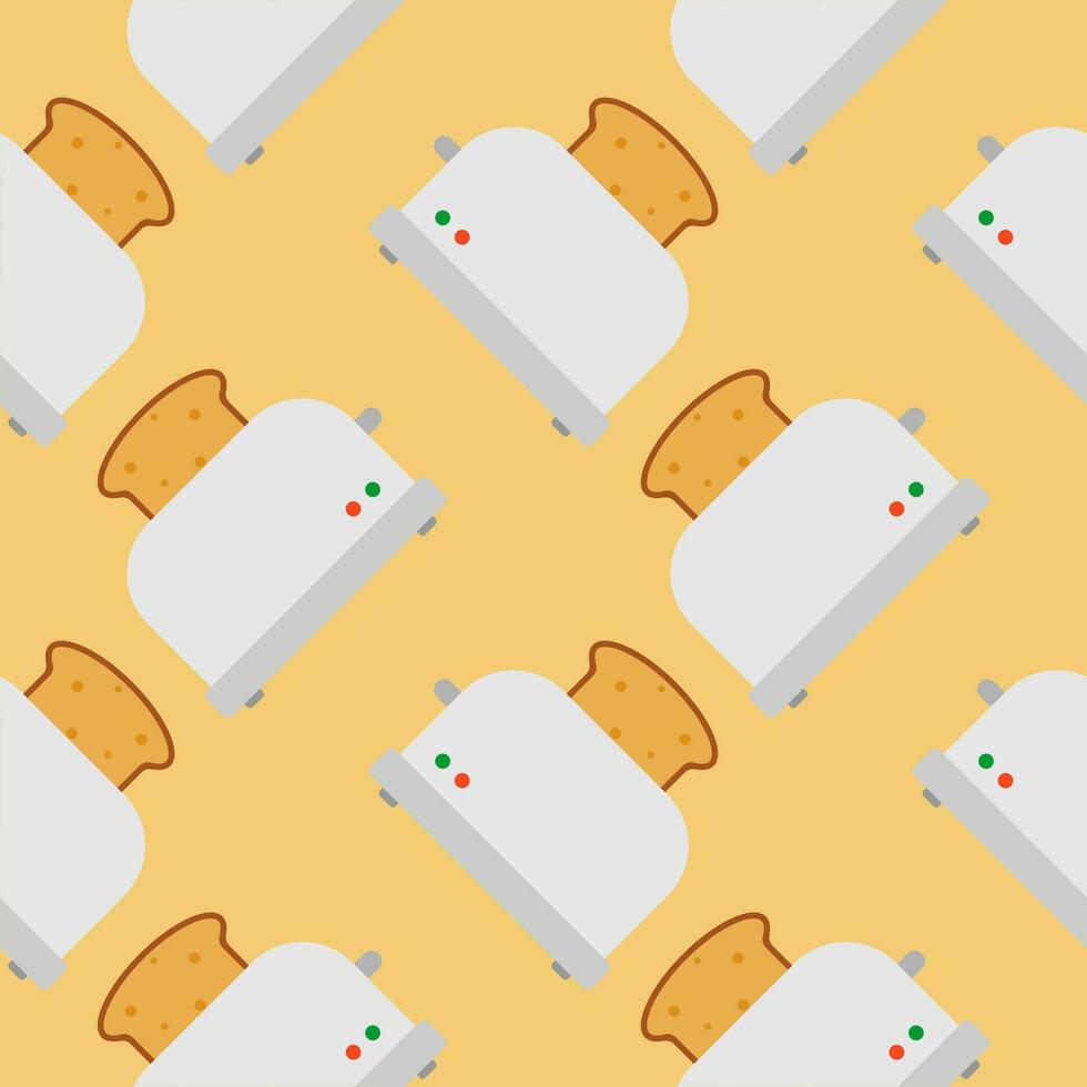 seamless pattern with cute toaster and toast cartoon style. Home appliances theme toaster cartoon seamless pattern background. vector
