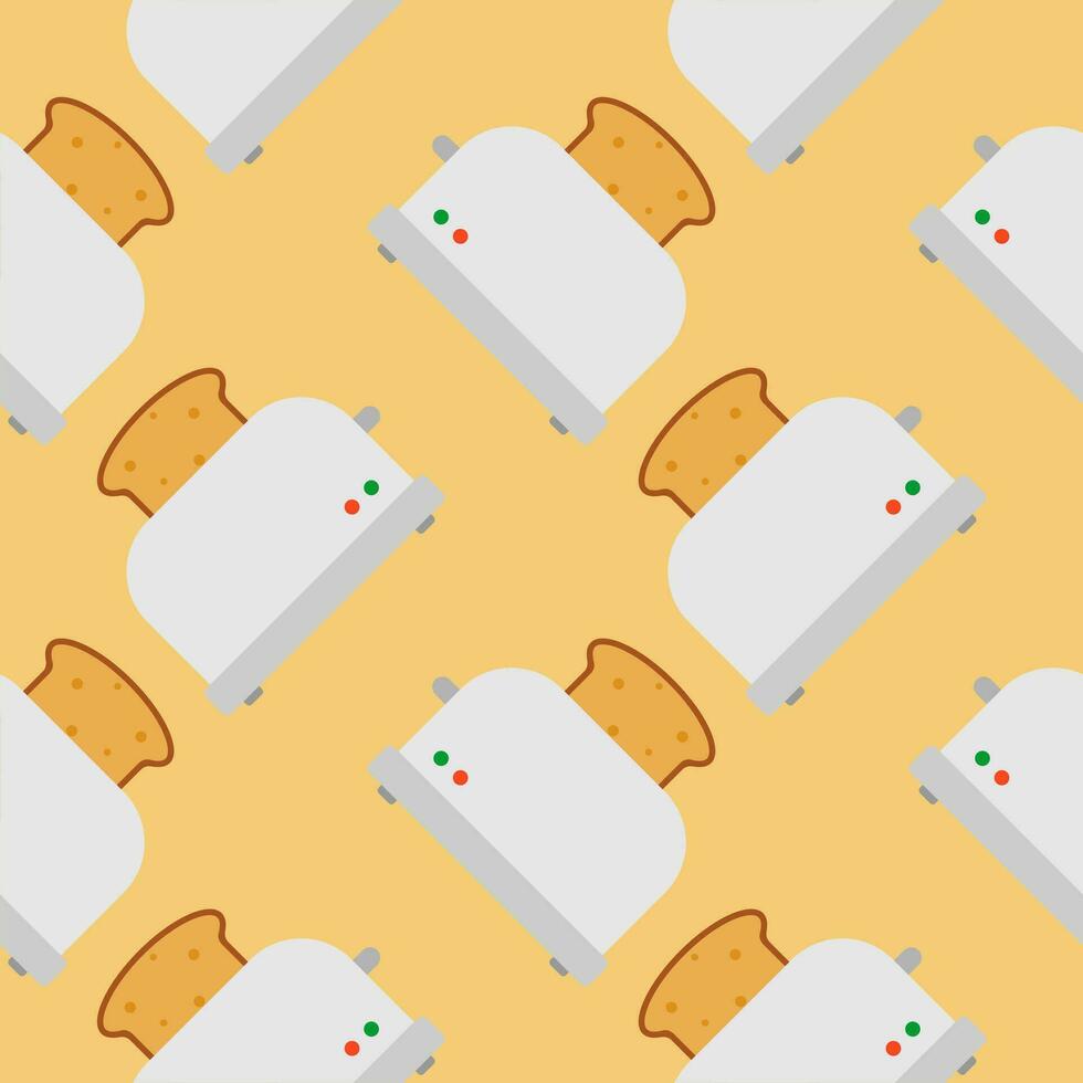 seamless pattern with cute toaster and toast cartoon style. Home appliances theme toaster cartoon seamless pattern background. vector