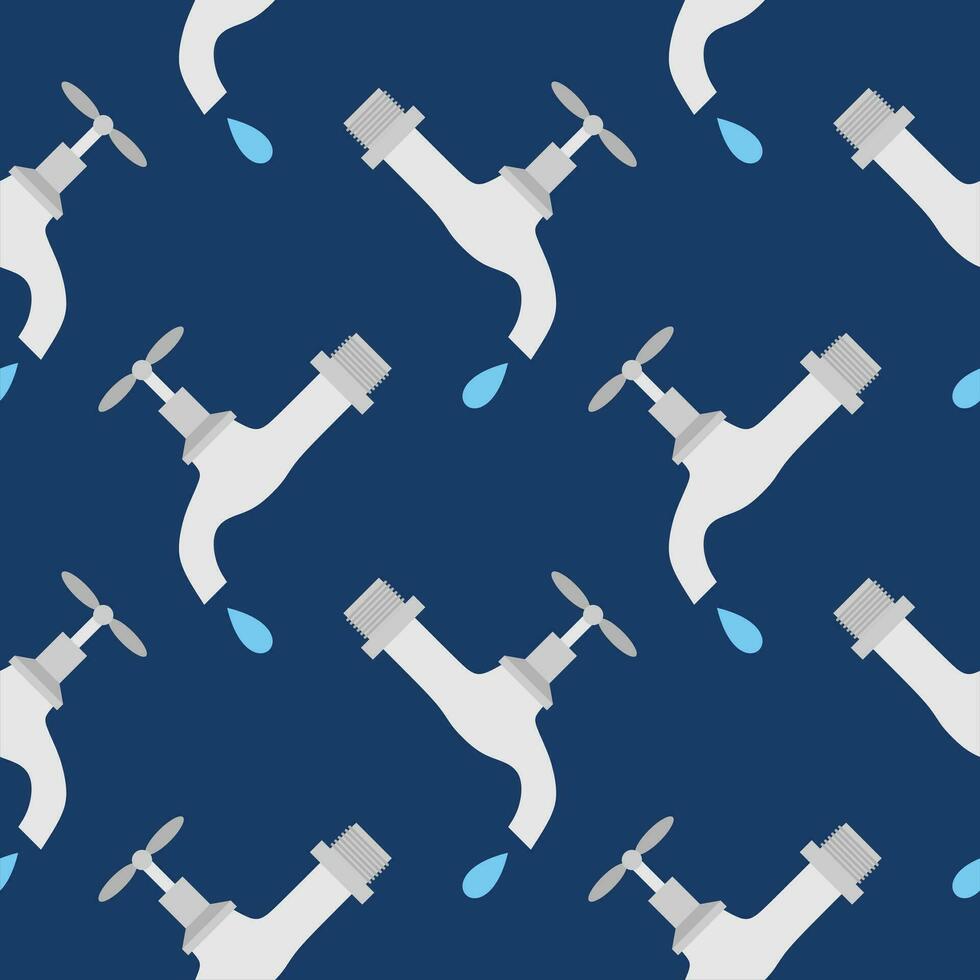 water tap seamless pattern vector illustration. falling water drop icon isolated seamless pattern on blue background.