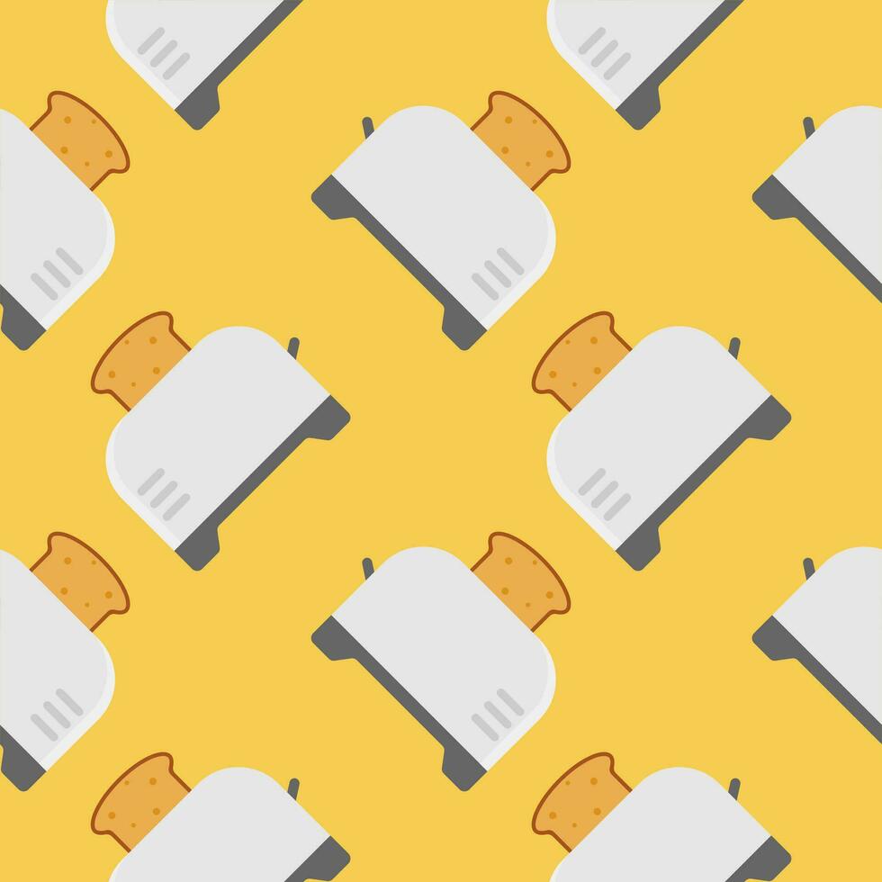 seamless pattern with cute toaster and toast cartoon style. Home appliances theme toaster cartoon seamless pattern background. vector