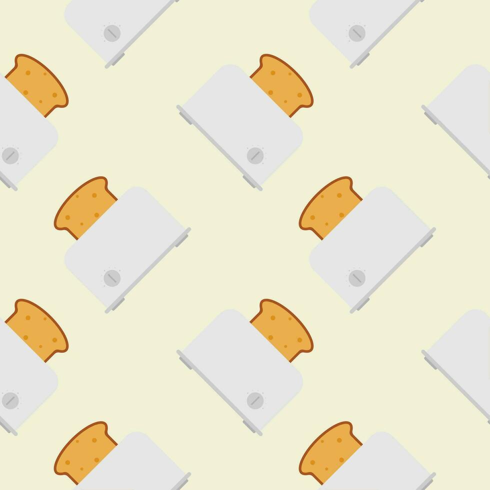 seamless pattern with cute toaster and toast cartoon style. Home appliances theme toaster cartoon seamless pattern background. vector