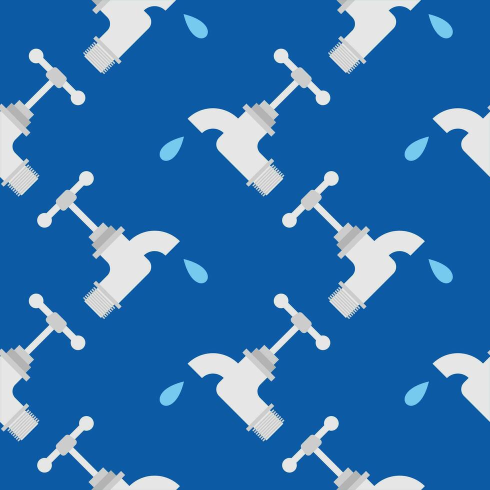 water tap seamless pattern vector illustration. falling water drop icon isolated seamless pattern on blue background.