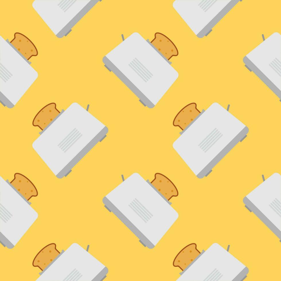 seamless pattern with cute toaster and toast cartoon style. Home appliances theme toaster cartoon seamless pattern background. vector