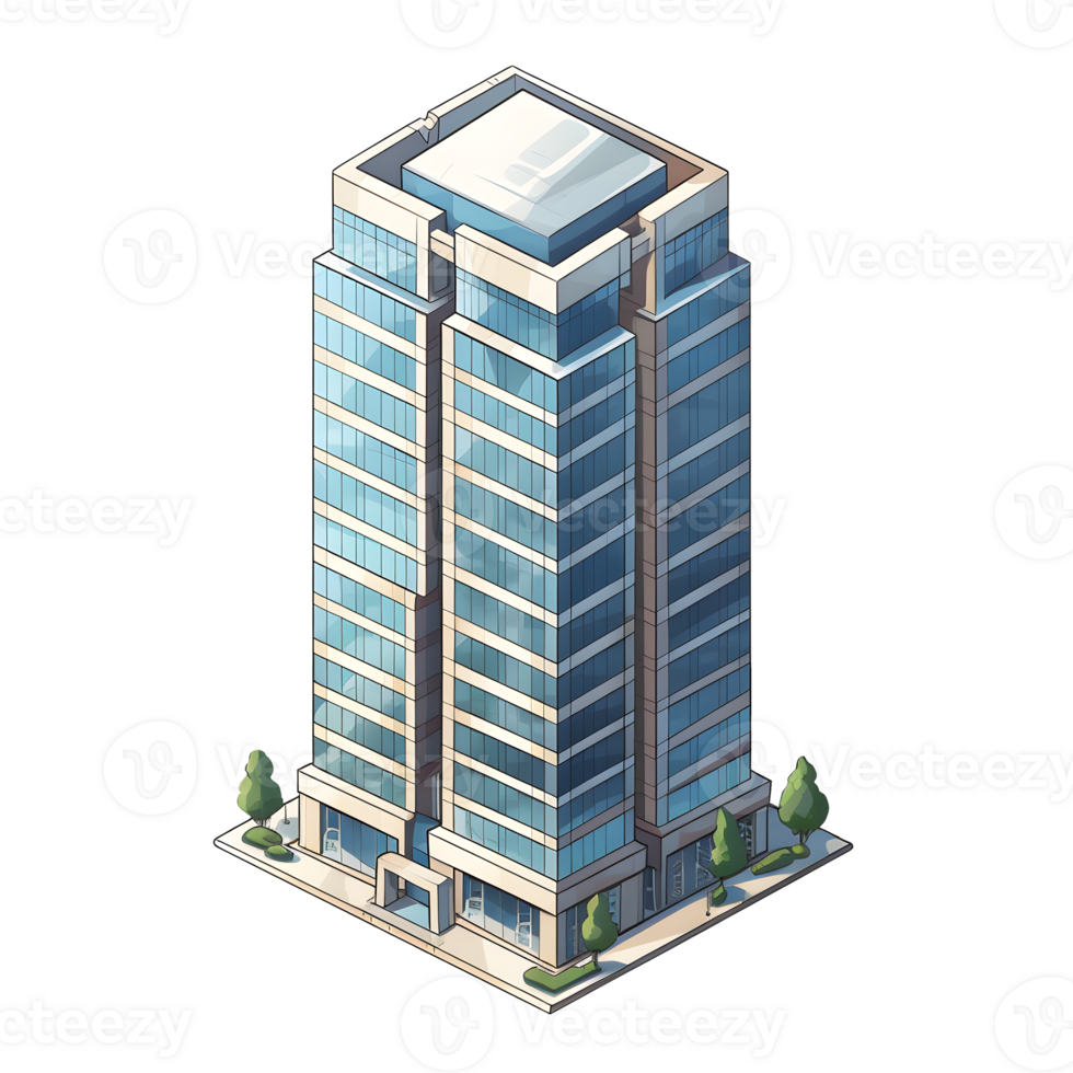 AI generated Watercolor of isometric building. Isolated no background Generative Ai png