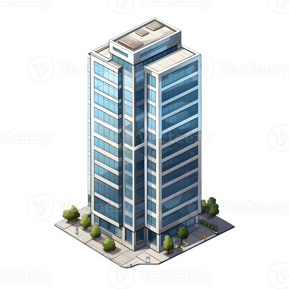 AI generated Watercolor of isometric building. Isolated no background Generative Ai png