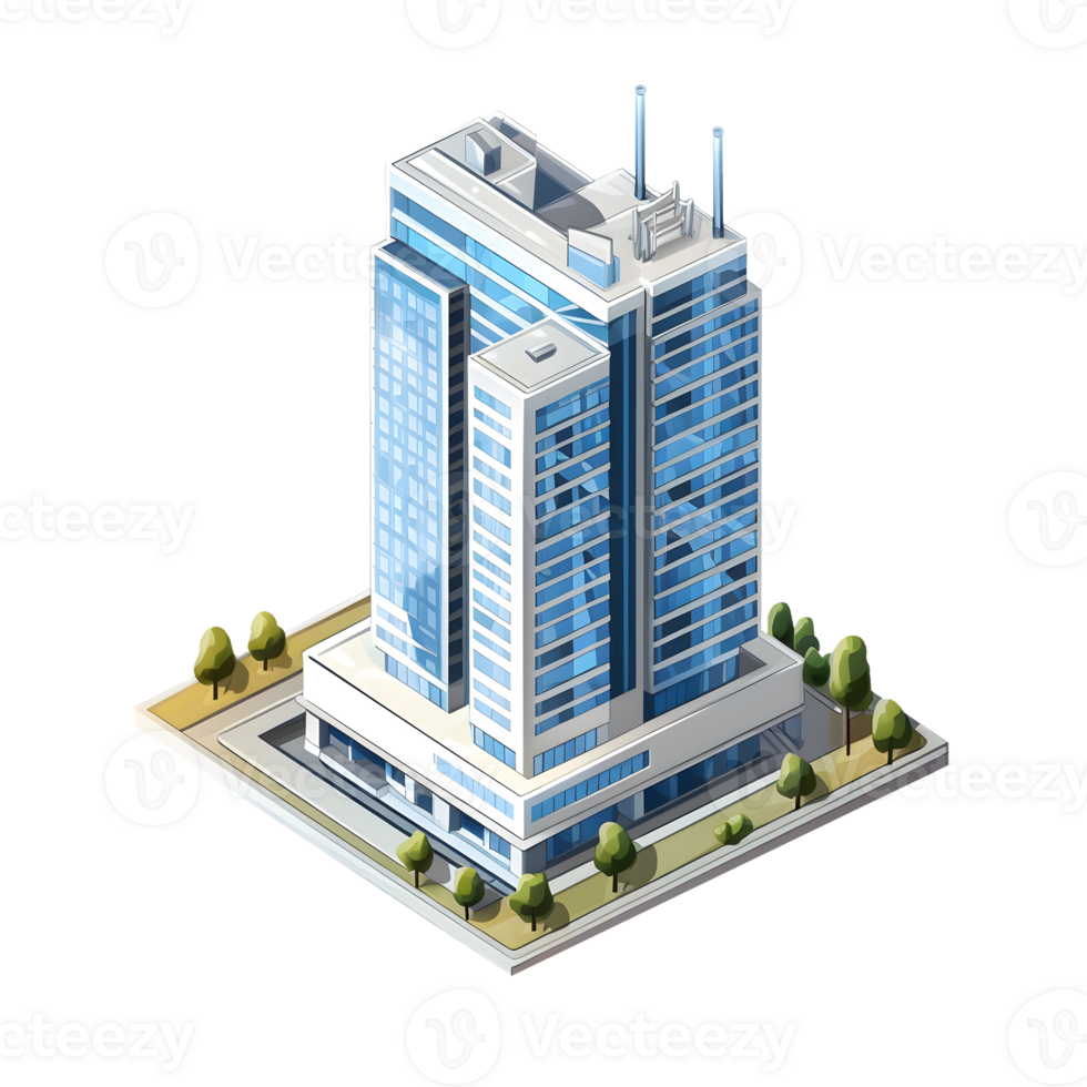 ai gegenereerd waterverf van isometrische gebouw. geïsoleerd Nee achtergrond generatief ai png