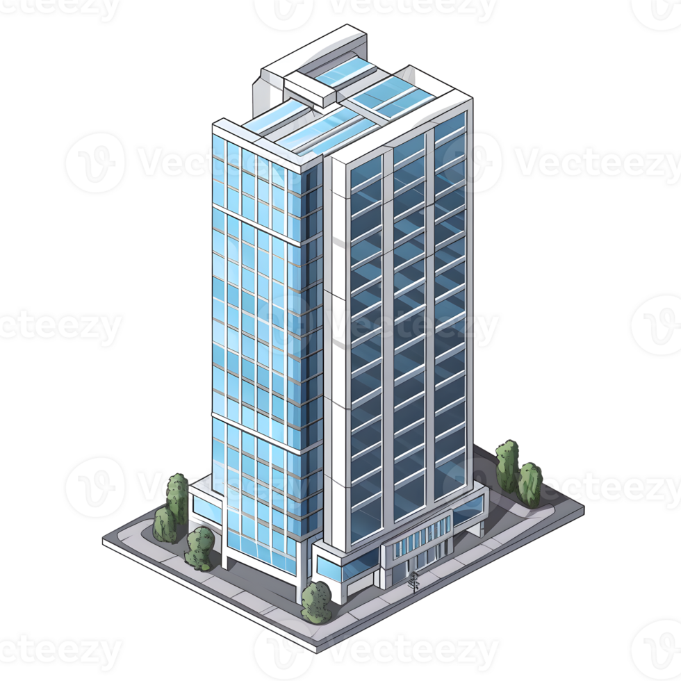 ai generado acuarela de isométrica edificio. aislado No antecedentes generativo ai png