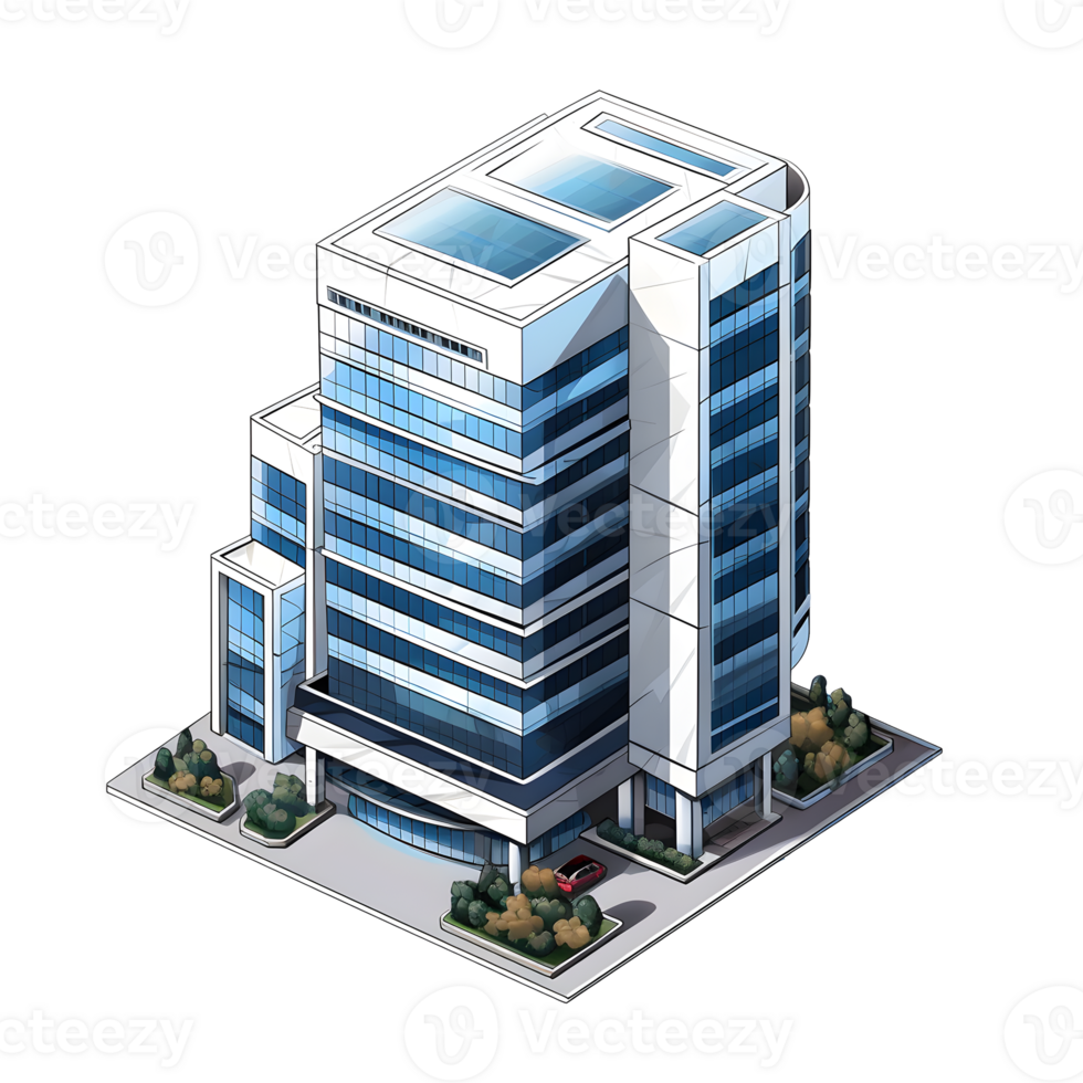AI generated Watercolor of isometric building. Isolated no background Generative Ai png