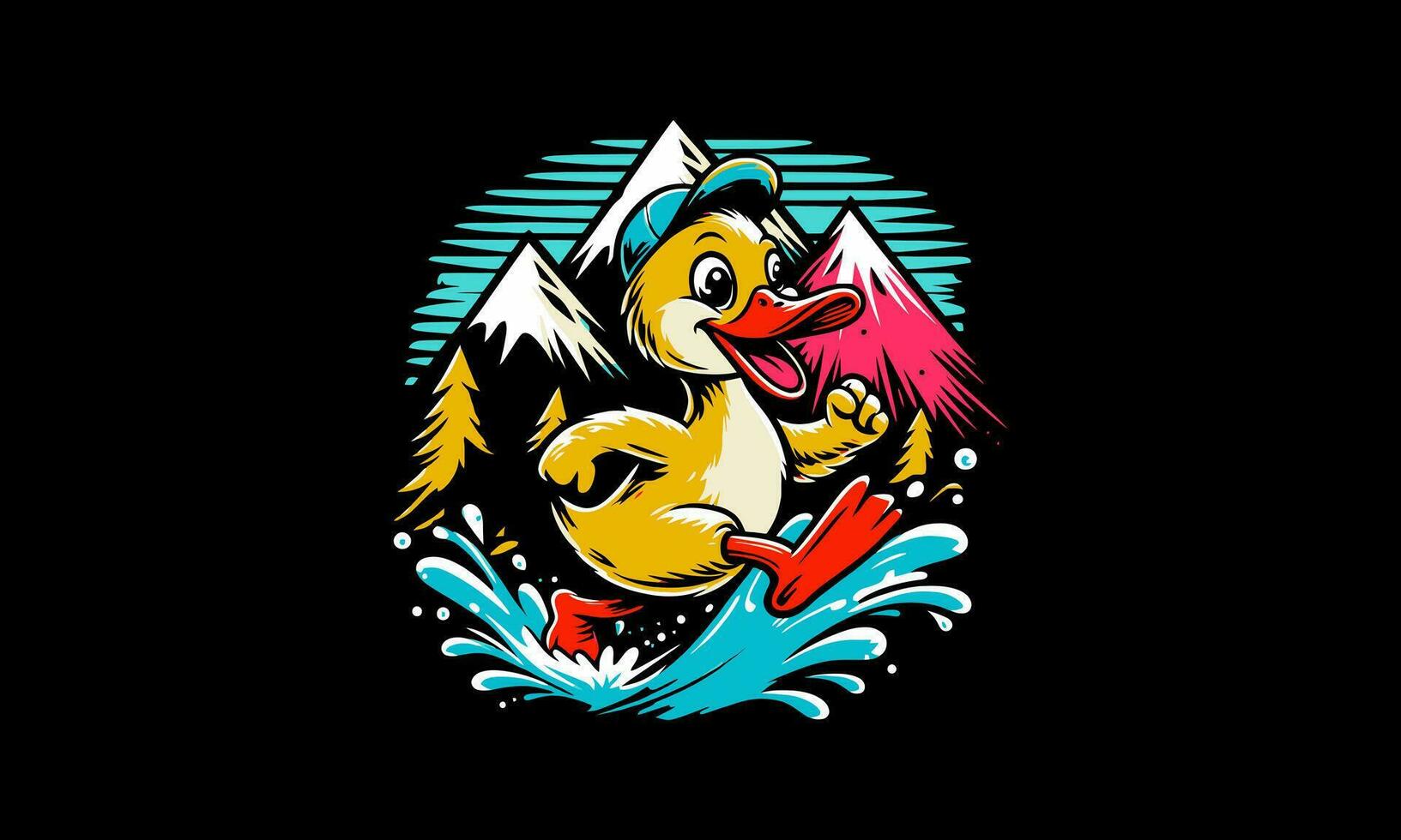 duck running on mountain vector artwork design