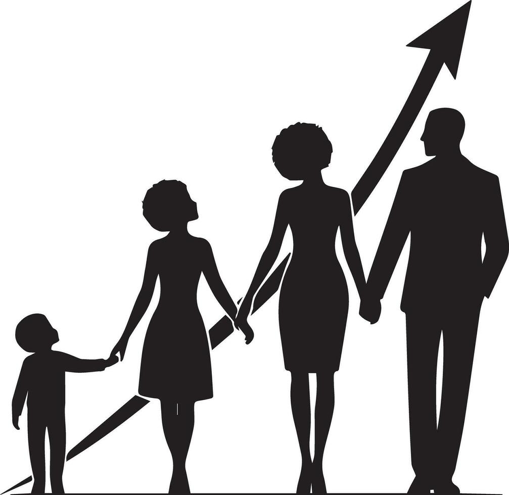 family silhouette isolated over white background editable vector illustration