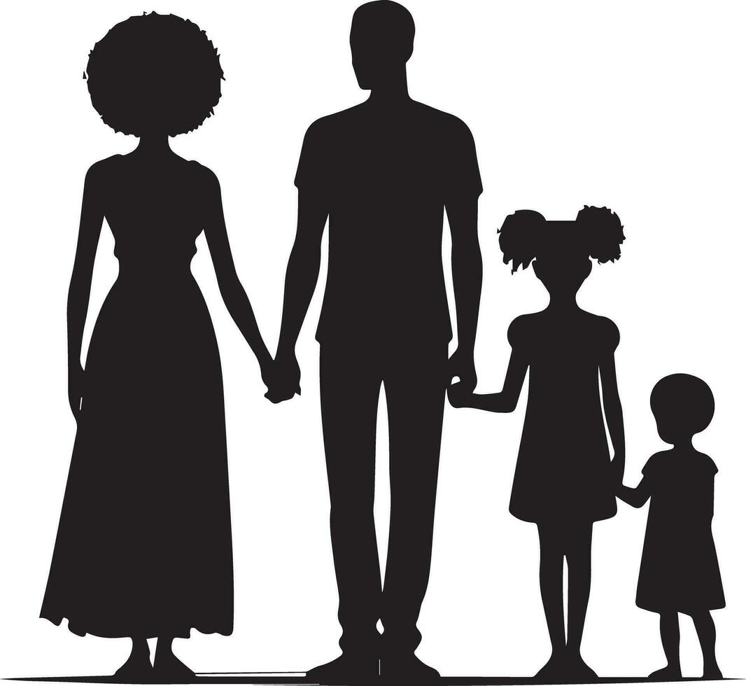 family silhouette isolated over white background editable vector illustration