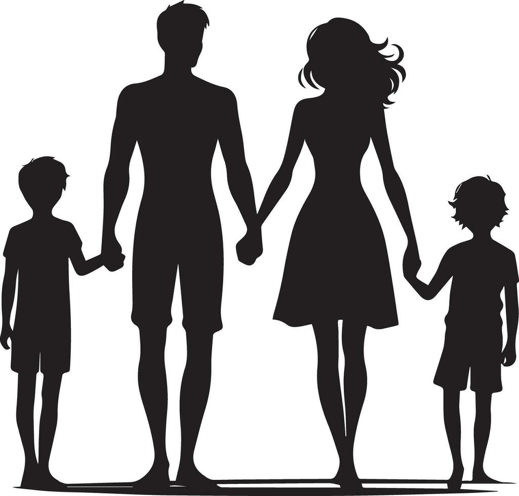 family silhouette isolated over white background editable vector illustration