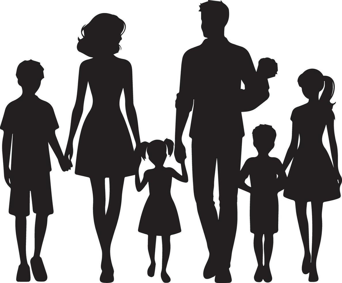 family silhouette isolated over white background editable vector illustration