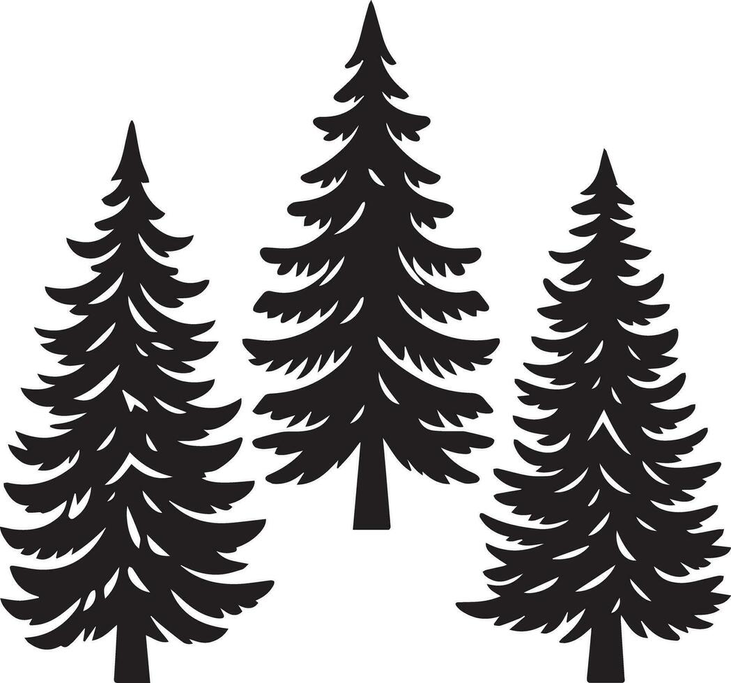 silueta sólido vector icono conjunto de Navidad árbol, Navidad árbol, abeto árbol, tannenbaum, hojas perennes, conífera, pino árbol, fiesta árbol, festivo árbol, decorado árbol, estacional árbol.